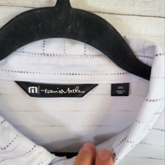 TRAVIS MATHEW WHITE POLO w GRAY DOT DESIGN, SZ XXL - Picture 4 of 14